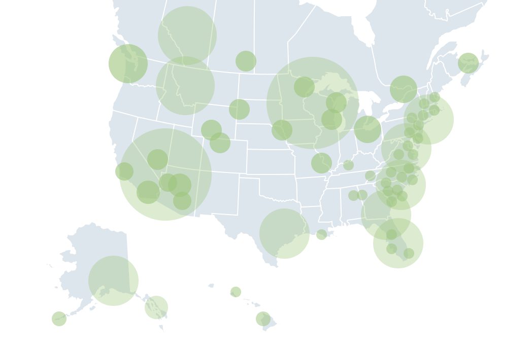 Map of U.S. and Canada markets served by The Amenity Collective